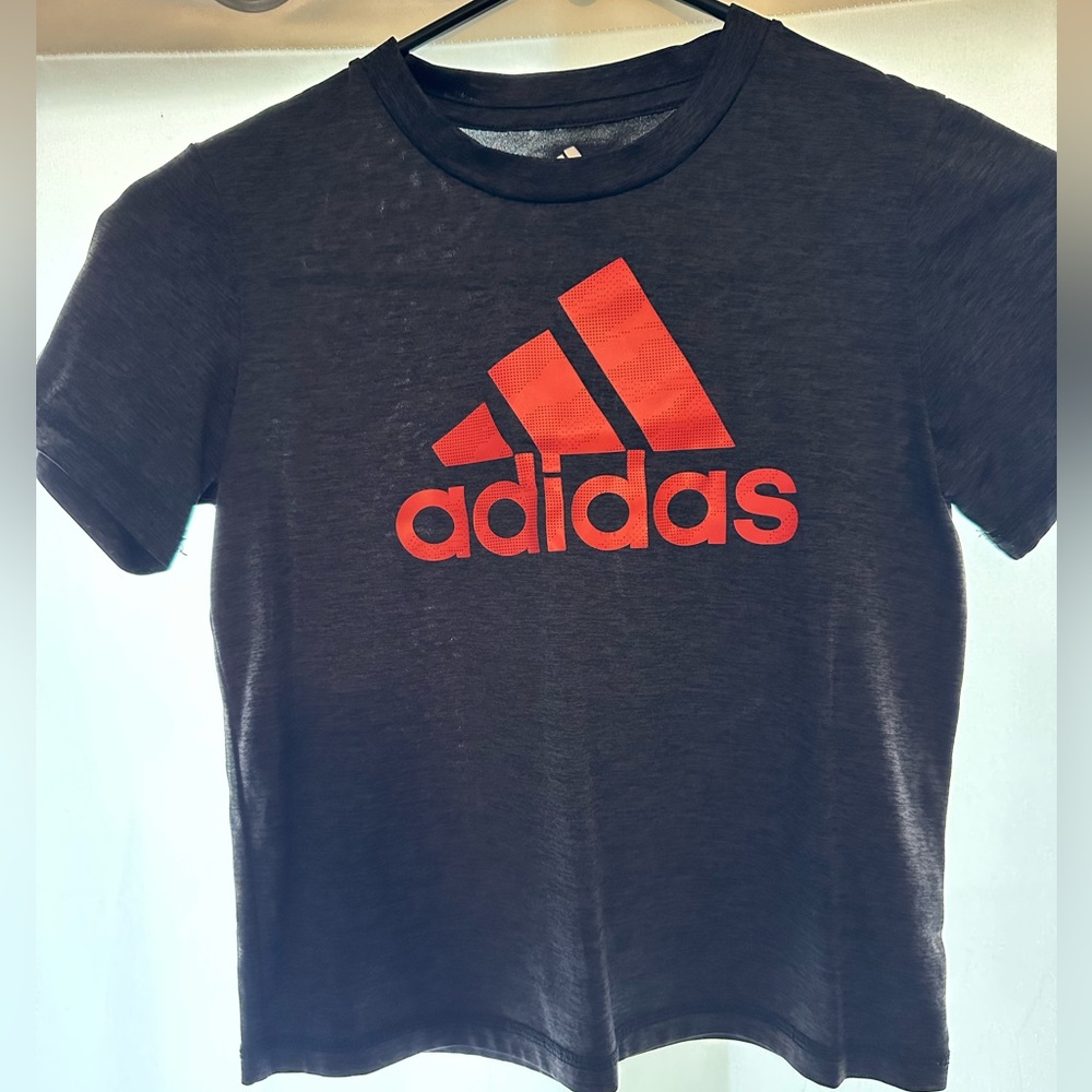 Adidas Kids Charcoal and Red Tee